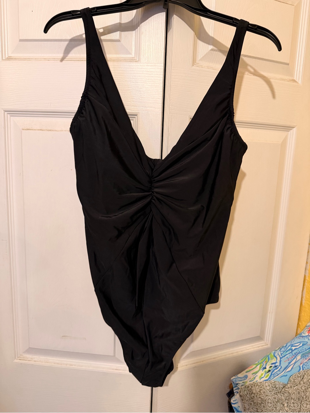 Classic Black Ruched One-Piece Swimsuit - Women